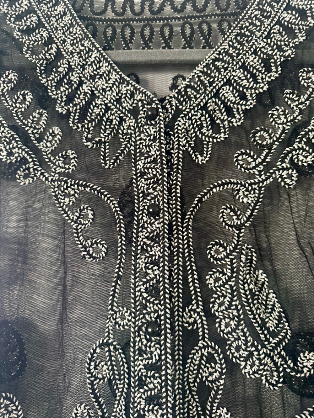 Embellished Black Beaded Sheer Top - Picture 2 of 5
